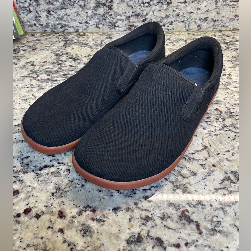 WHITIN Men’s Black Canvas Slip-On “Barefoot” Loafers with Rubber Soles (13 Wide)